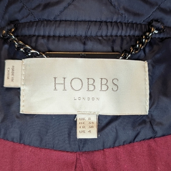 Hobbs London quilted winter coat jacket blue long lightweight size 4 - Picture 7 of 7